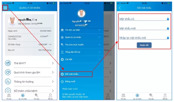 Hướng dẫn cài đặt, đăng nhập ứng dụng Bảo hiểm xã hội số (VssID) doi mat khau ung dung vssid